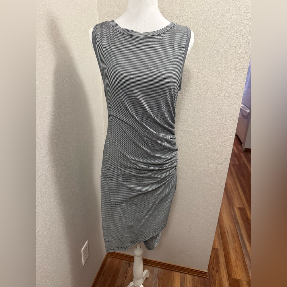 Lira Asymmetrical Gray Striped Dress Medium